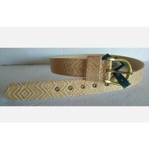 Nwt Women's Universal Thread Belt Tan W/Gold Colored Buckle Zig-Zag Size Small